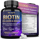 Biotina con ácido hialurónico, queratina y suplementos de colágeno...