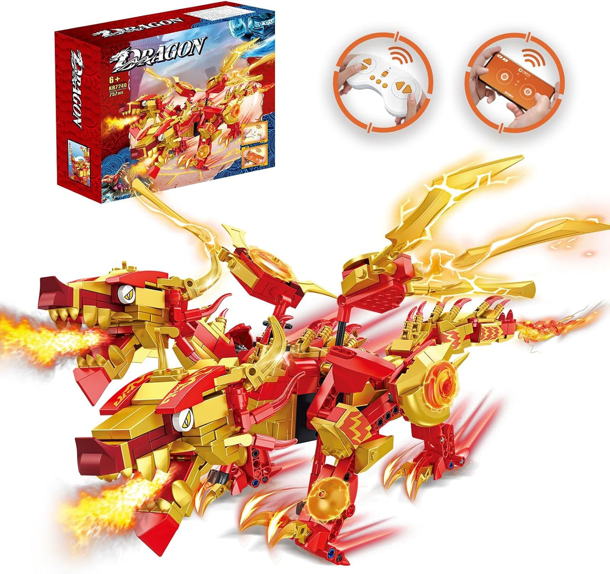 Kit de construcción de dragón a control remoto, compatible con STEM con