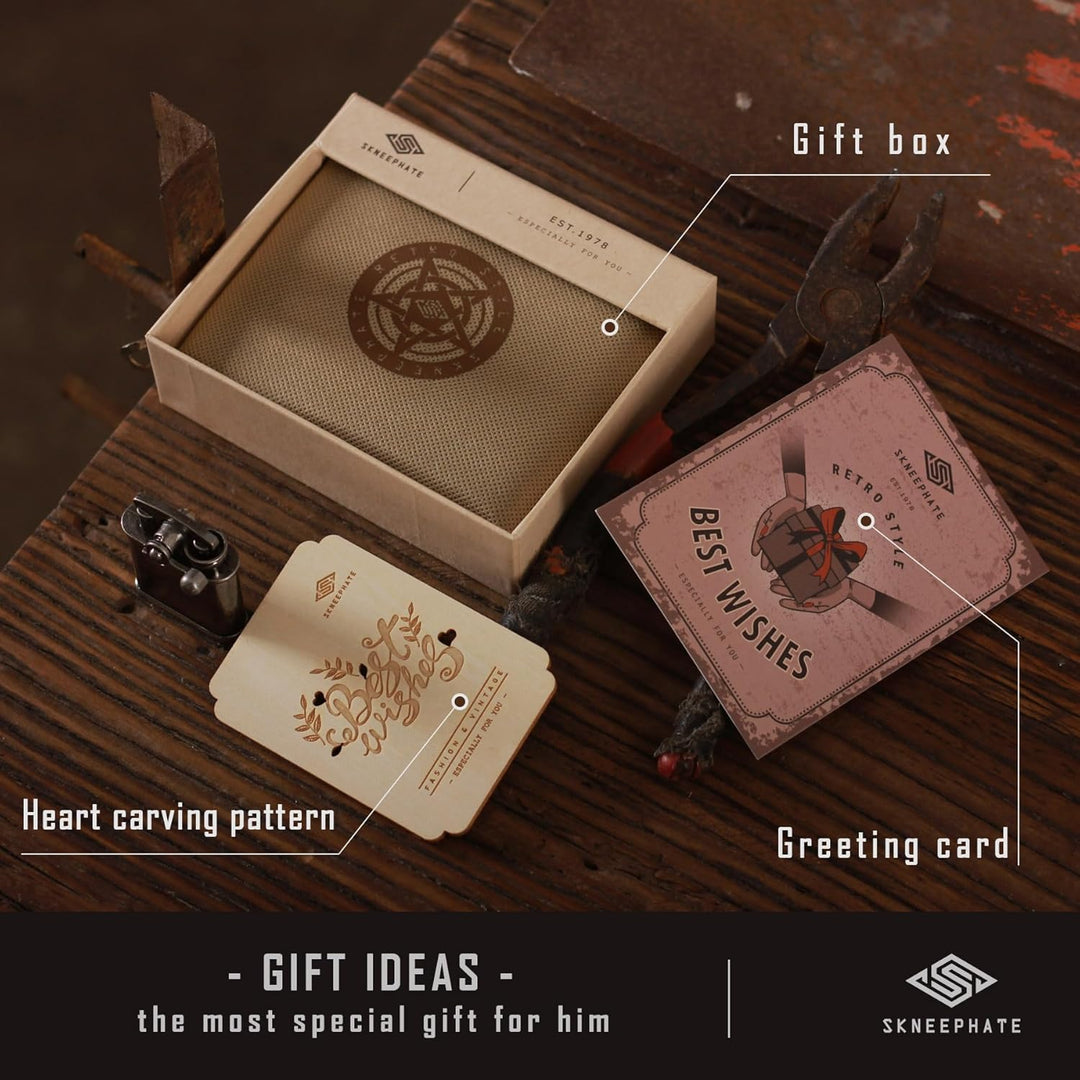skneephate Billeteras plegables para hombre, diseño de calavera ver...