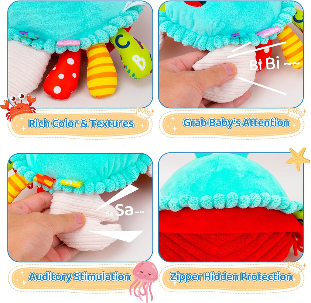 Juguete musical de cangrejo para bebé, juguetes sensoriales para bebés de 6