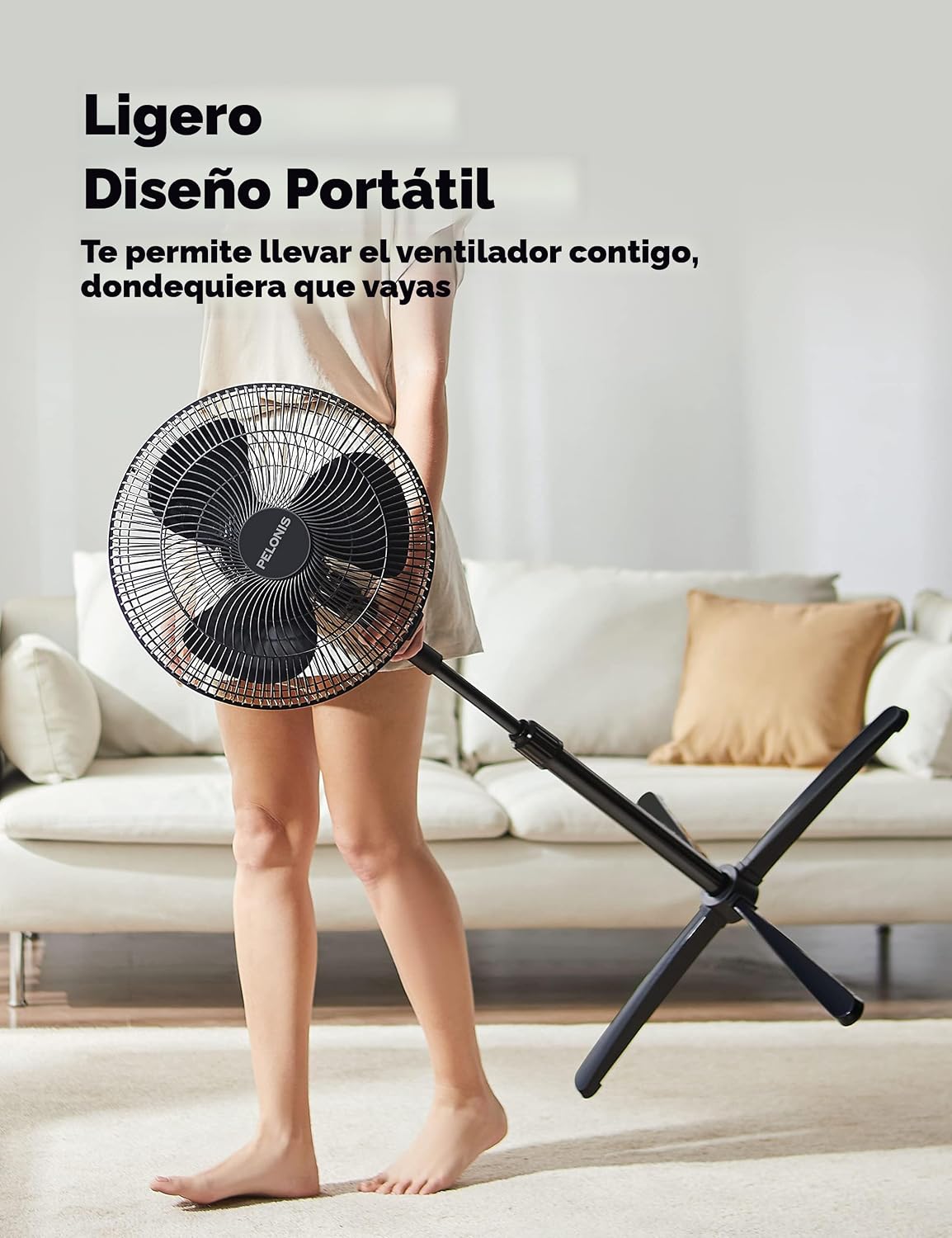 PELONIS Ventilador de pedestal oscilante ajustable de 16" para...