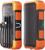 GULLVEN Cargador solar de 20000 mAh con 3 cables integrados, cargad...