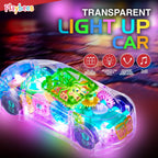 Playbees Juguete de coche transparente iluminado juguetes