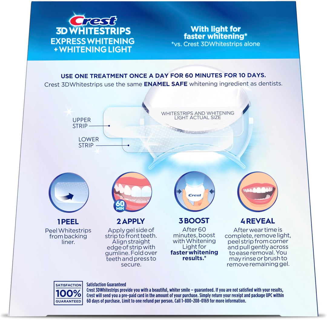 Kit de blanqueamiento dental Crest 3D Whitestrips Express con luz L...