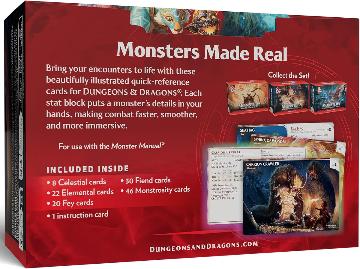 Dungeons & Dragons Cartas de referencia - Monstruos (Místico y amenazante) | Accesorios D&D