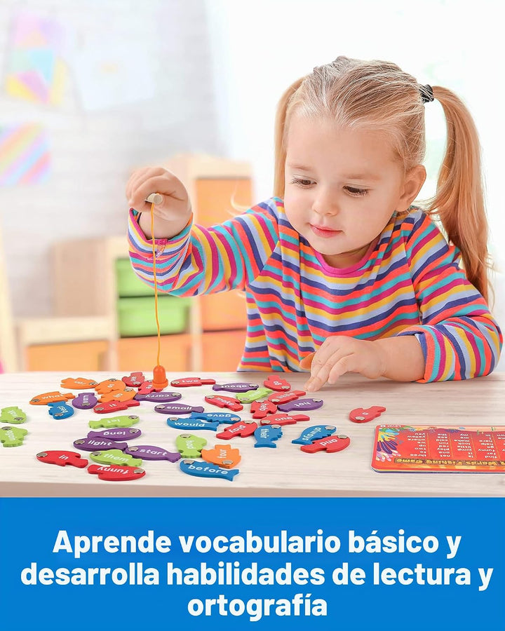 Coogam Juego de Pesca Magnética de Madera de Palabras de Vista Apre...