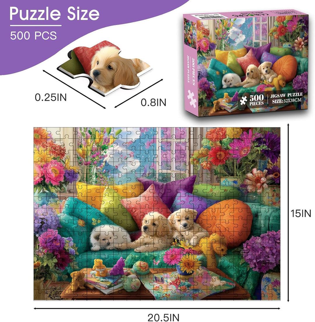 500 Piece Puzzle for Adults Sofa Dog Jigsaw Puzzle 500