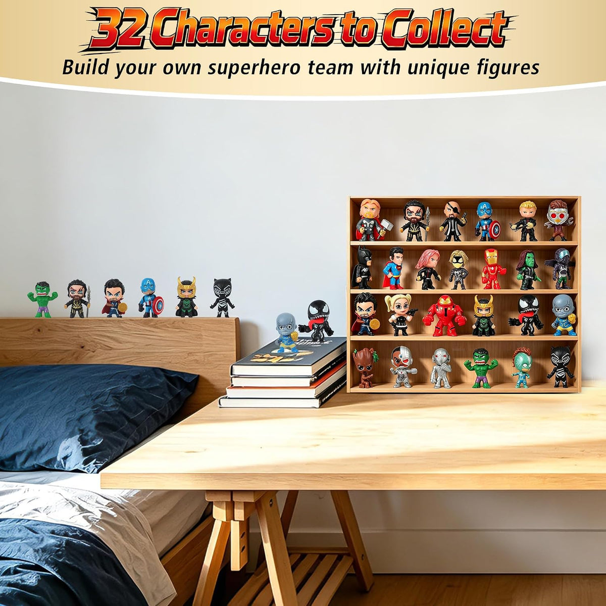 Figuras de acción de superhéroes, 32 piezas de minifiguras de superhéroes, increíbles recuerdos coleccionables de fiesta de gente pequeña, miniaturas heroicas de dibujos animados para niños