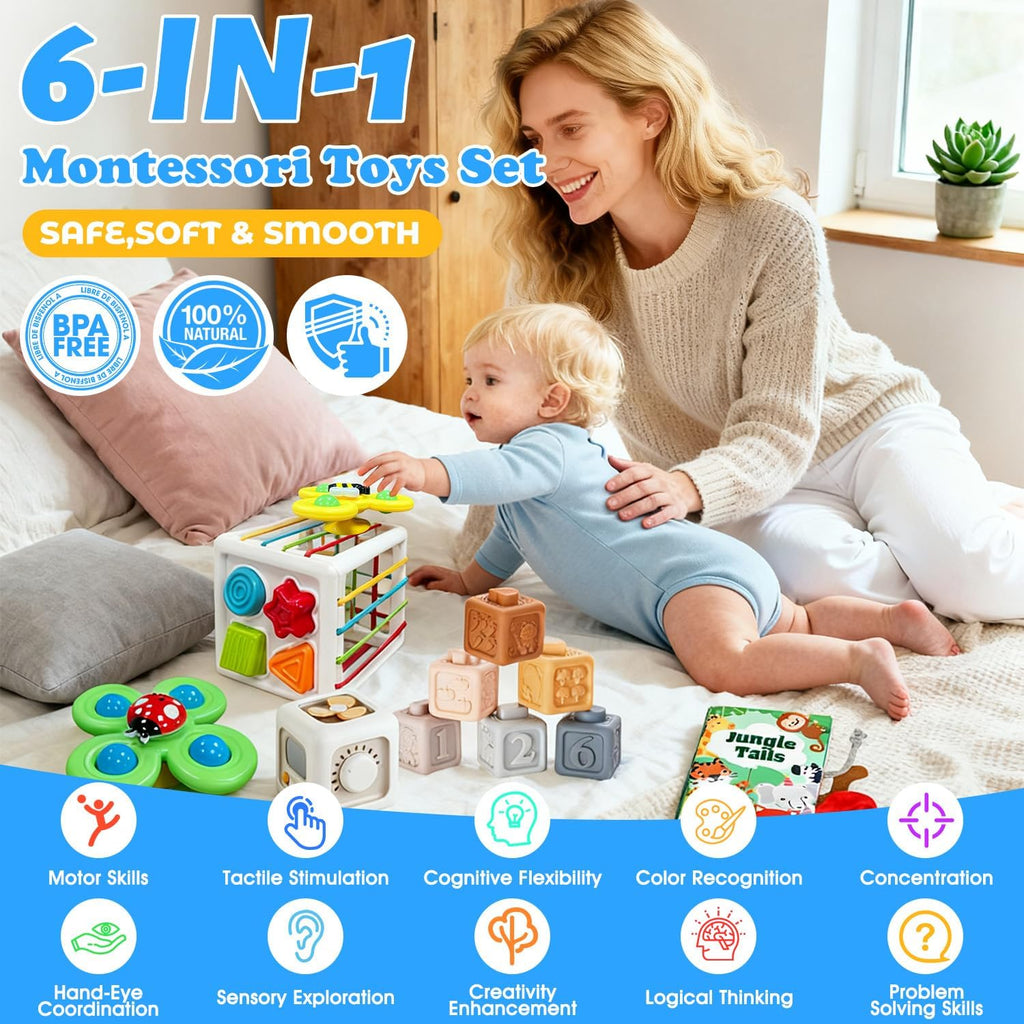 Juguetes Montessori 6 en 1 para bebés de 6 a 36 meses
