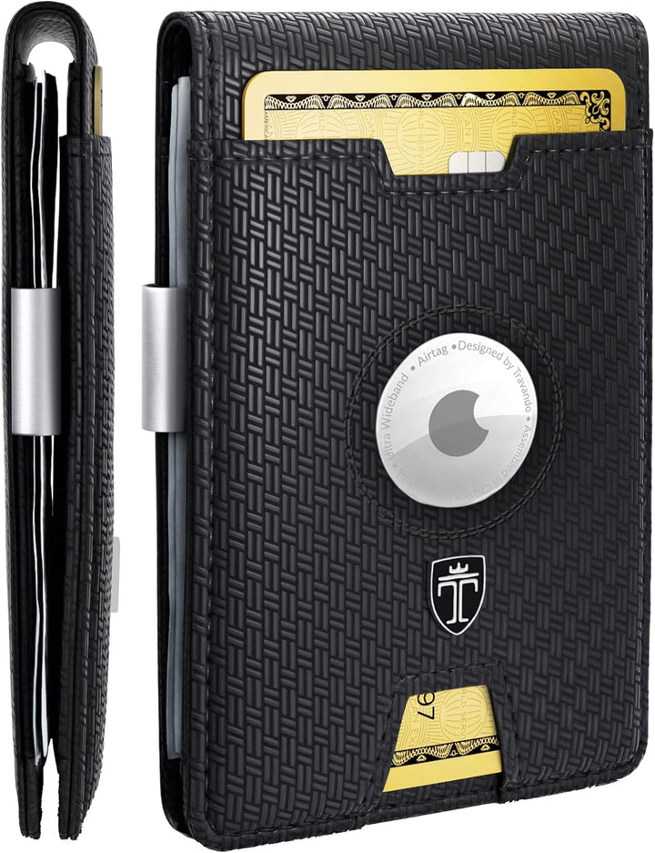 TRAVANDO AirTag* Cartera para hombres con clip para dinero Air Tag,...