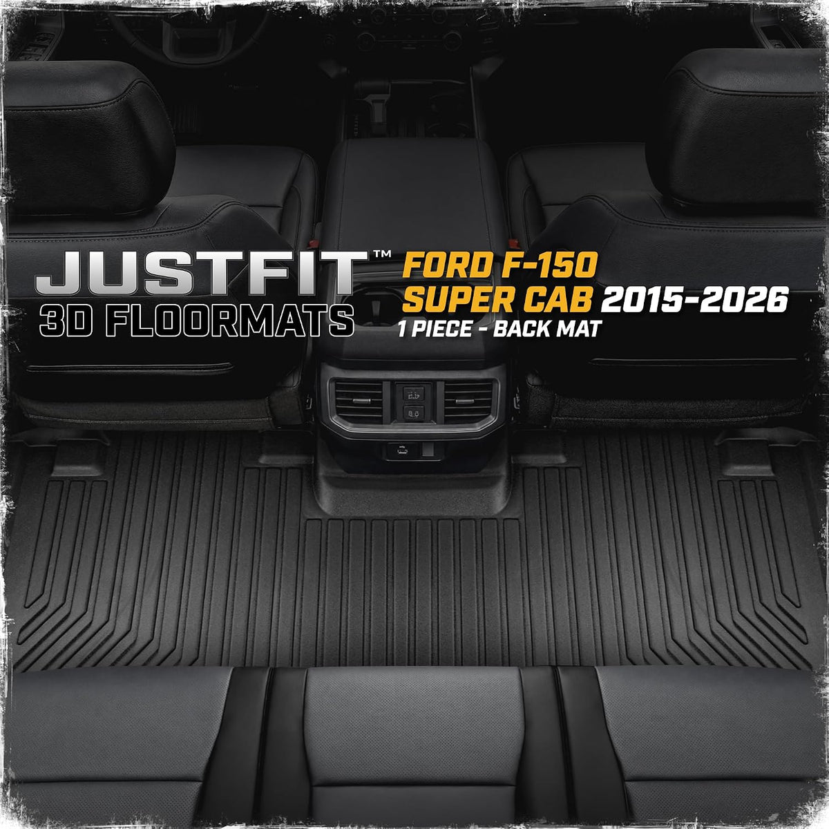 CAT® JustFit™ 3D - Tapete trasero de ajuste personalizado para Ford F-150 Super Cab 2015-2026, revestimiento de goma resistente medido por láser, accesorios para Ford F150 SuperCab