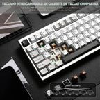 YUNZII AL80 75% Teclado mecánico inalámbrico de aluminio (Silver, Cocoa Cream)
