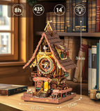 ROKR Reloj de cuco rompecabezas de madera 3D con luz LED y timbre por hora