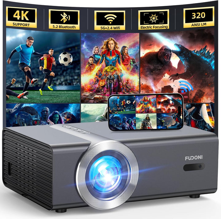 Proyector [Enfoque Eléctrico\/Auto Keystone] con WiFi y Bluetooth,...