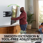 SANUS Paquete de montaje para TV: soporte de pared de movimiento completo premium para televisores grandes de hasta 90 pulgadas + soporte de TV de barra de sonido diseñado para barra de sonido Sonos