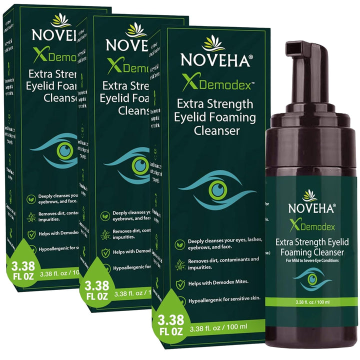NOVEHA Demodex - Espuma limpiadora de párpados, fórmula de aceite d...