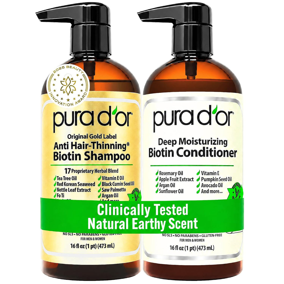 PURA D'OR Champú y acondicionador de biotina antiadelgazante, j...