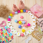 Bandera de fiesta Kpop Decoración Cantante popular Pulsera de la amistad gigante DIY Guirnalda DIY Bandera con letras Bola Kit de banner de Navidad Cumpleaños Personalizable Decoración para fiesta Boda (Arcoíris)