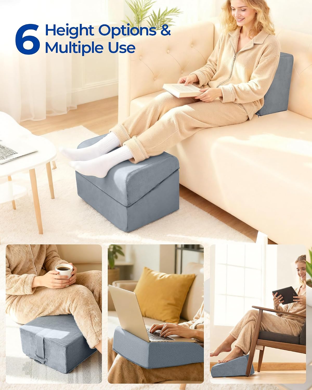 Lámpara Kayfia - Reposapiés ajustable para debajo del escritorio en el trabajo, color gris