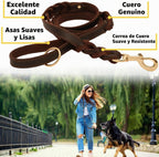 Correa de cuero para perro con asa de tráfico, 6 pies, perros