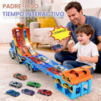 Camiones de juguete para niños de 3 a 5 6 a 8 años, camión transportador de automóviles de juguete con pista de carreras