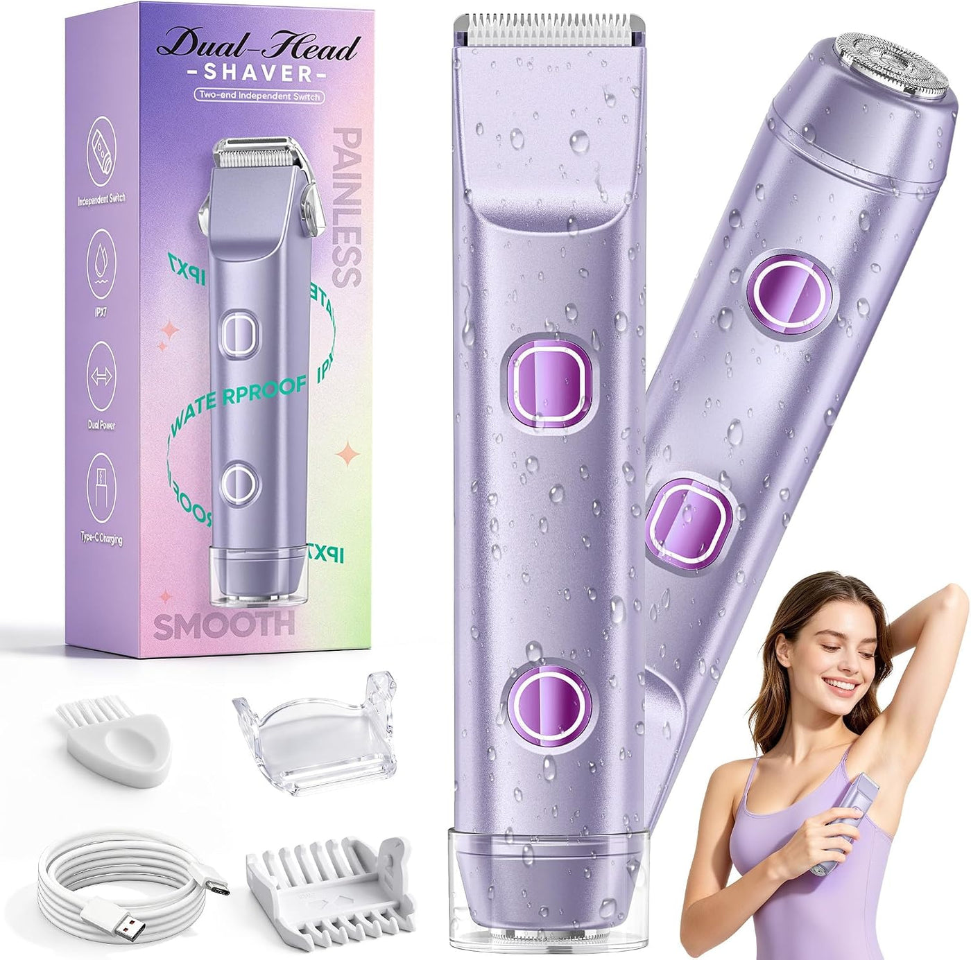 Recortadora de bikini para mujer, maquinilla de afeitar eléctrica y...