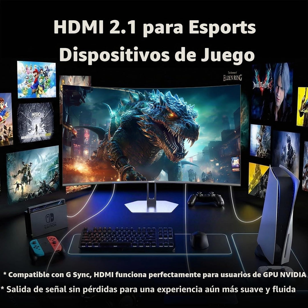 Hikers Monitor curvo de 27 pulgadas 170Hz 144Hz, 2K 1440P Monitor d...