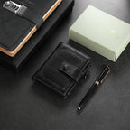 GAEKEAO Billeteras de cuero genuino para hombre con cremallera, Negro