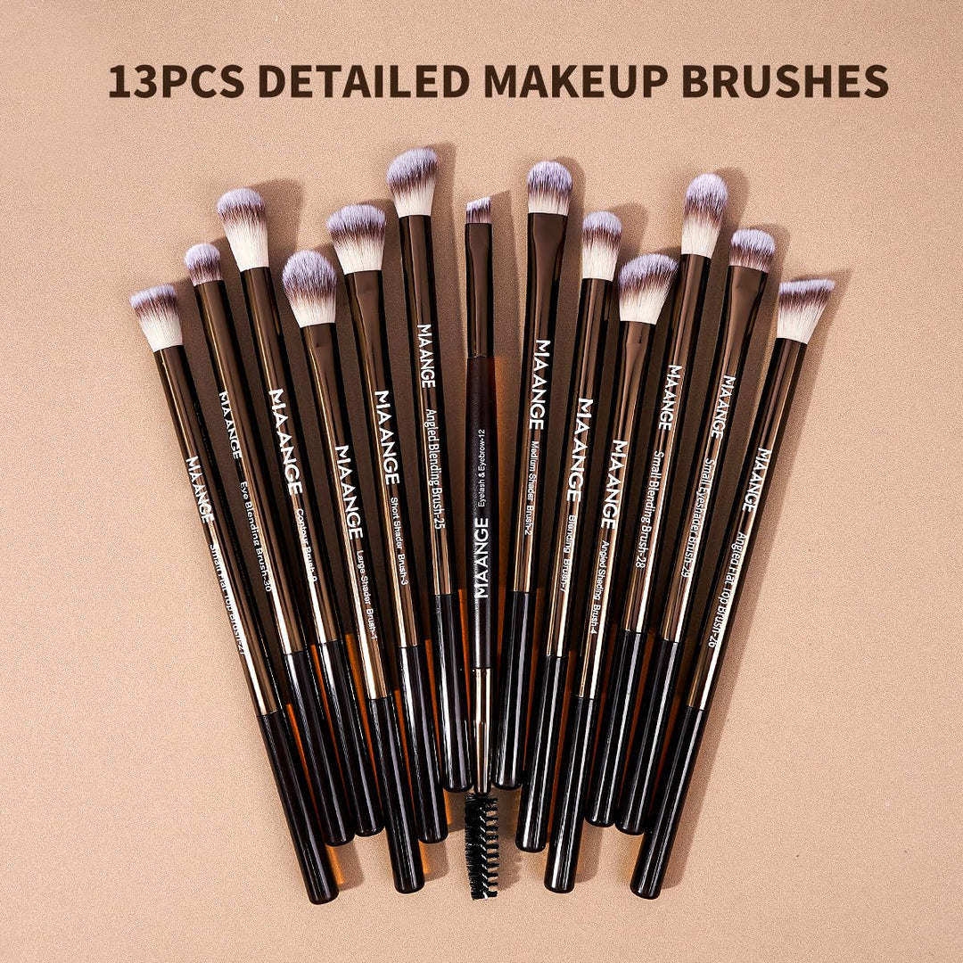 MAANGE 13 Brochas de Maquillaje con Bolsa, Juego de Brochas de Maqu...