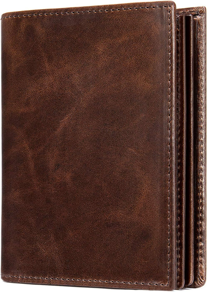 Cartera de cuero para hombre, plegable vertical, con bloqueo RFID,...