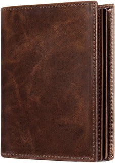 Cartera de cuero para hombre, plegable vertical, con bloqueo RFID,...