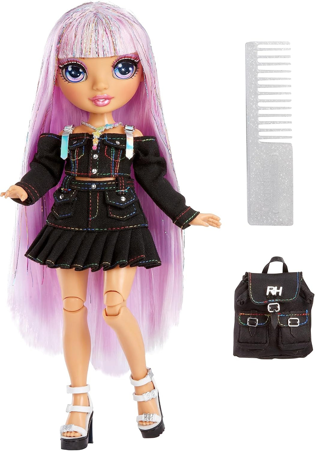 Rainbow High Avery Styles - Muñeca de moda posable de 9 pulgadas con accesorios y mochila, de 4 a 12 años
