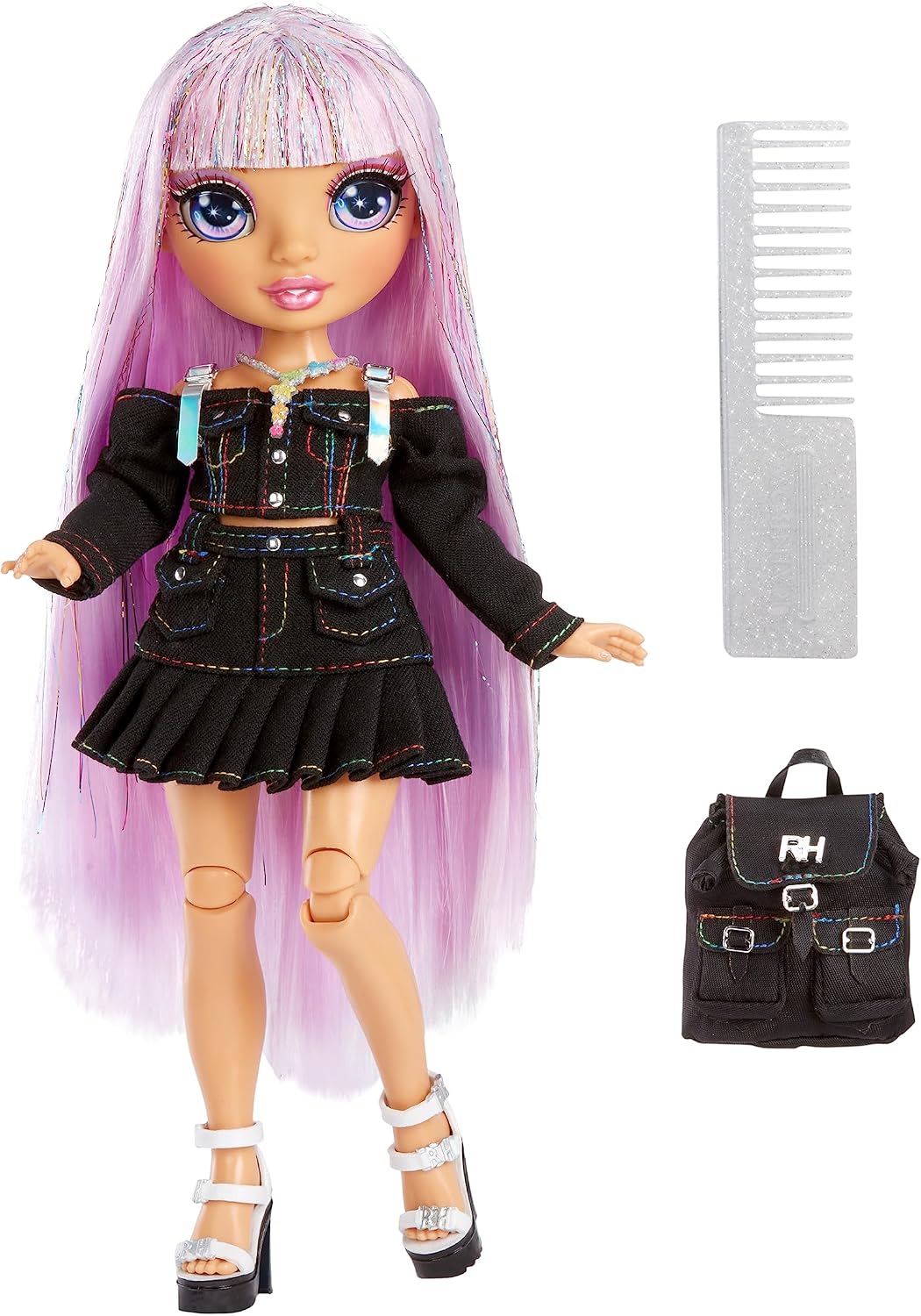 Rainbow High Avery Styles - Muñeca de moda posable de 9 pulgadas con accesorios y mochila, de 4 a 12 años