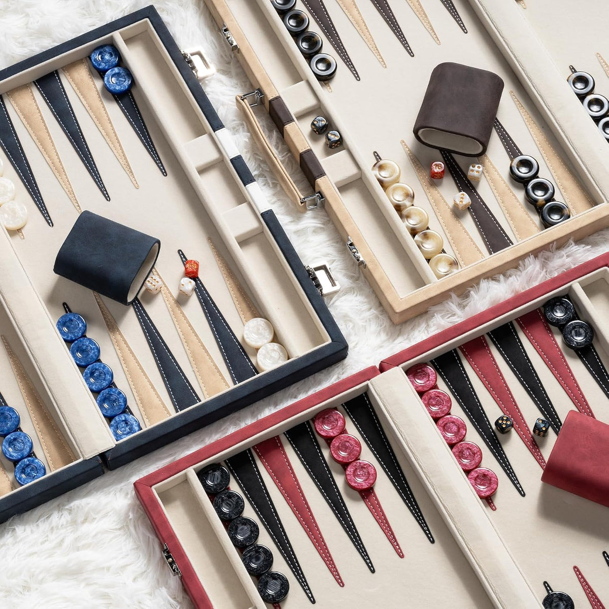 Juegos de backgammon de 15 pulgadas para adultos, tablero clásico de backgammon con dados de damas únicos, exterior de piel sintética e interior de terciopelo, juego de viaje de backgammon portátil (marrón)