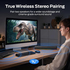 Monster SD100 Altavoces de computadora para PC de escritorio, altavoces estéreo de PC de 28 W con emparejamiento inalámbrico TWS, Bluetooth 6.0 y barra de sonido auxiliar de 0.1 in, graves profundos
