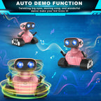 Hamourd Juguetes robot para niñas, robots recargables de control remoto, robot de juguete con demostración automática, cabeza y brazos flexibles, movimientos de baile, música y ojos LED brillantes