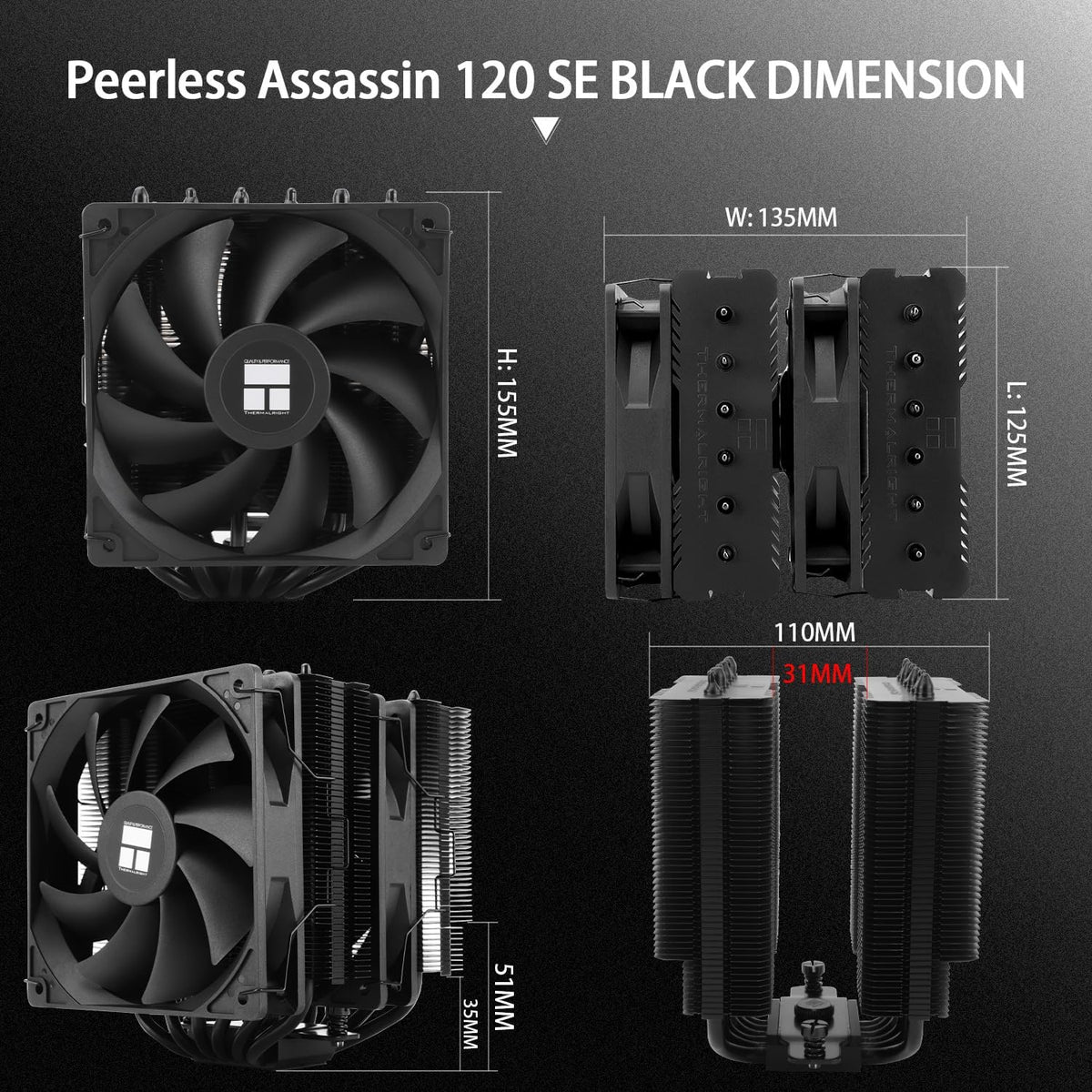 Thermalright Peerless Assassin 120 SE - Enfriador de CPU negro, 6 t...