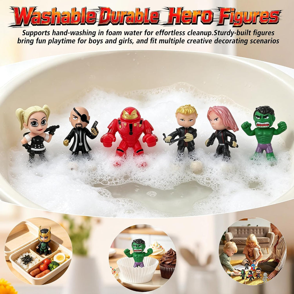 Figuras de acción de superhéroes, 32 piezas de minifiguras de superhéroes, increíbles recuerdos coleccionables de fiesta de gente pequeña, miniaturas heroicas de dibujos animados para niños
