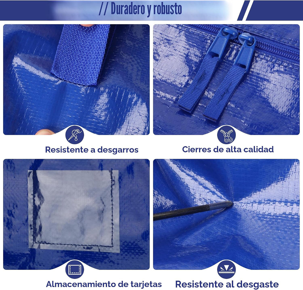 Paquete de 6 bolsas de mudanza extra grandes resistentes con cremallera reforzada y asas anchas, contenedores de almacenamiento resistentes a la humedad cubos de empaque para ropa, dormitorio