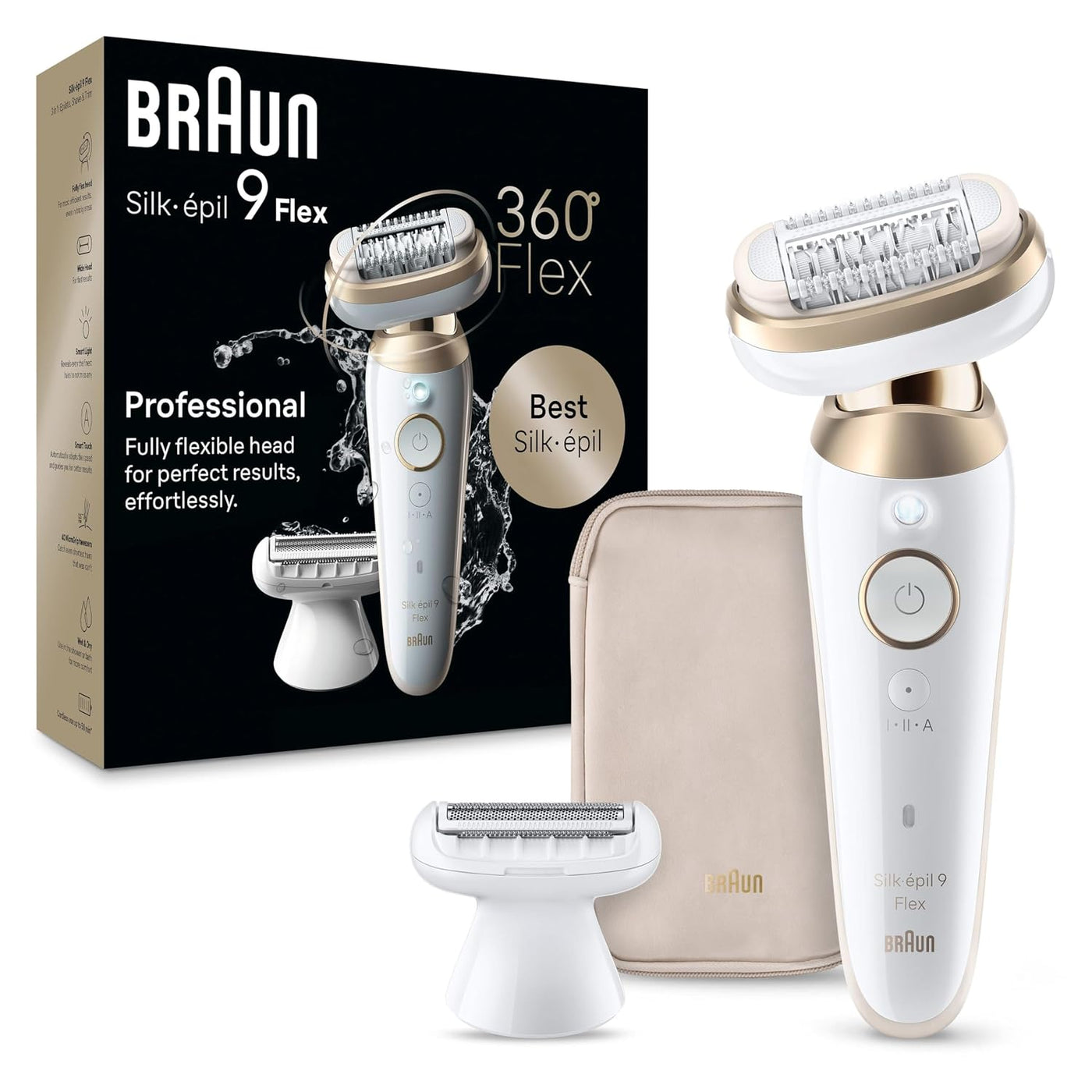 Braun Silk-épil 9 Flex Depiladora 360 Flex y cabezal pivotante, húm...