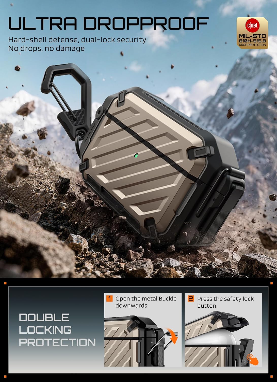 SUPCASE Funda para AirPods Pro 3 con IP68 impermeable, cerradura y
