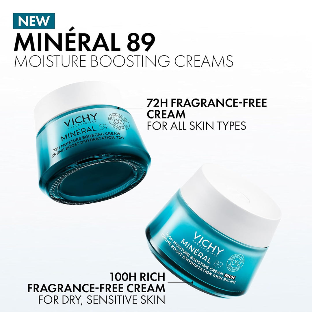 Vichy Mineral 89 Fragrance Free Cream, Moisture Boosting Cream with...