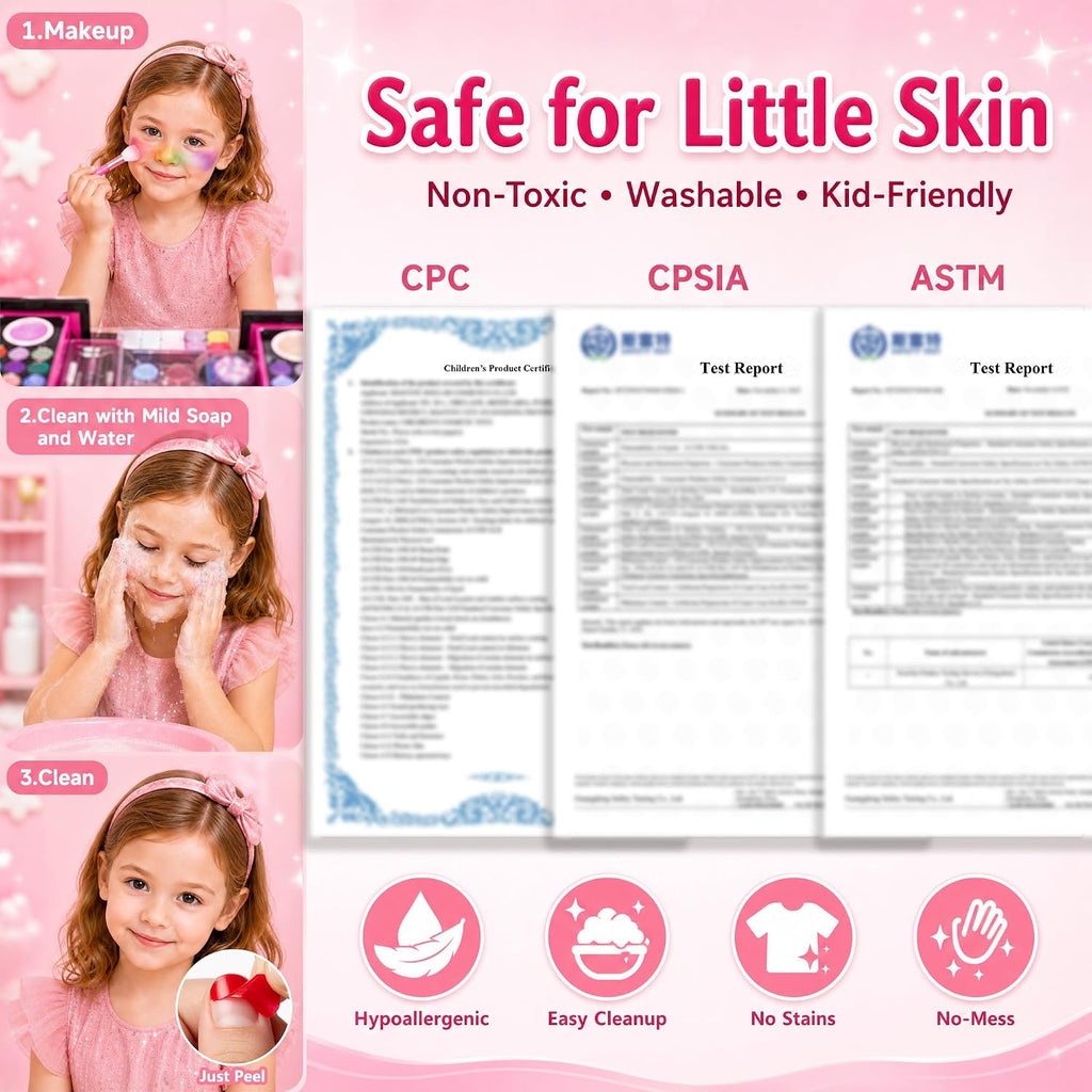 Kit de 59 juguetes de maquillaje para niñas, no tóxico, juego de simulación