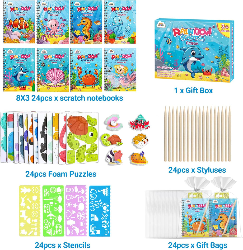 ZMLM Paquete de 24 cuadernos con diseño de arco iris para niños, recuerdos