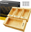 SpaceAid Organizador de almacenamiento de bolsas para cajón de cocina, Organizador de bambú, Compatible con galón, cuarto de galón, sándwiches y aperitivos, para bolsas de distintos tamaños (4