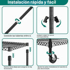 M MZG 3300LBS 53.1" W Estantería de 5 Niveles de Acero Estantería de Almacenamiento Estantería Utilitaria Organizador de Acero Estante de Alambre para Hogar, Cocina, Oficina, Garaje Negro 23.6" D x 53.1" W x 73.6" H