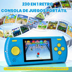 Juego de mano para niños, reproductor de videojuegos portátil con 230 juegos clásicos, mini arcade de viaje recargable, pantalla HD de 3.0 pulgadas, juguetes electrónicos para niños y niñas, ideal