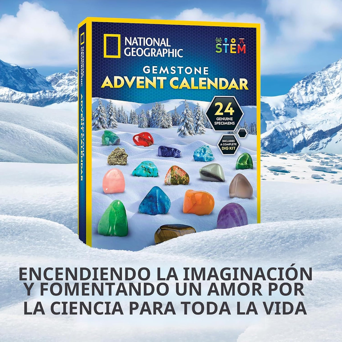 National Geographic 2026 Calendario de Adviento de Piedras Preciosas con 24 Gemas para Niños