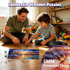 1000Pcs Wooden Jigsaw Puzzle Sunset Lighthouse Decor 17x23.2in