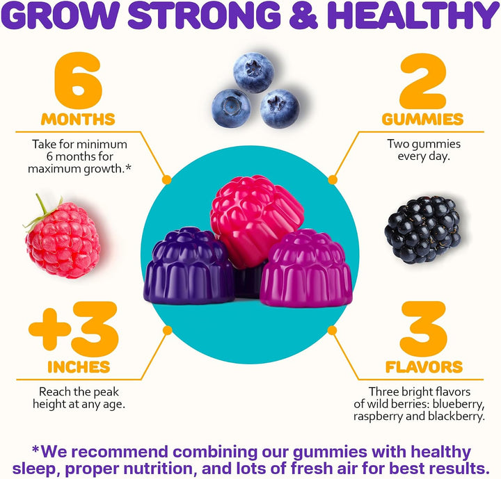 Gomitas de crecimiento de altura para niños, vitaminas de crecimien...